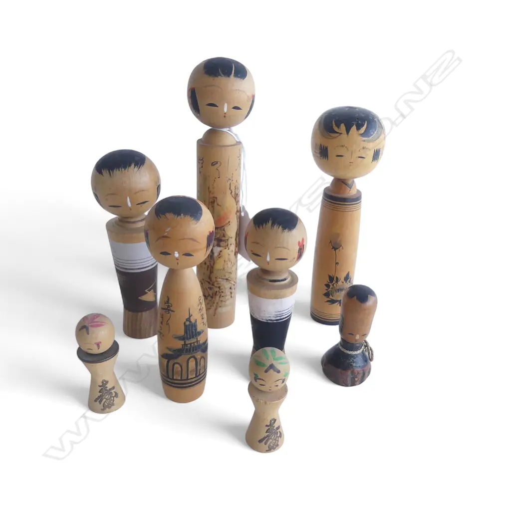 8 SML VINTAGE JAPANESE KOKESHI DOLLS, H.50 -170mm  Image 1++