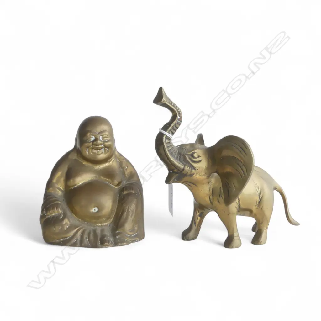BRASS BUDDHA & ELEPHANT H.150mm Image 1++