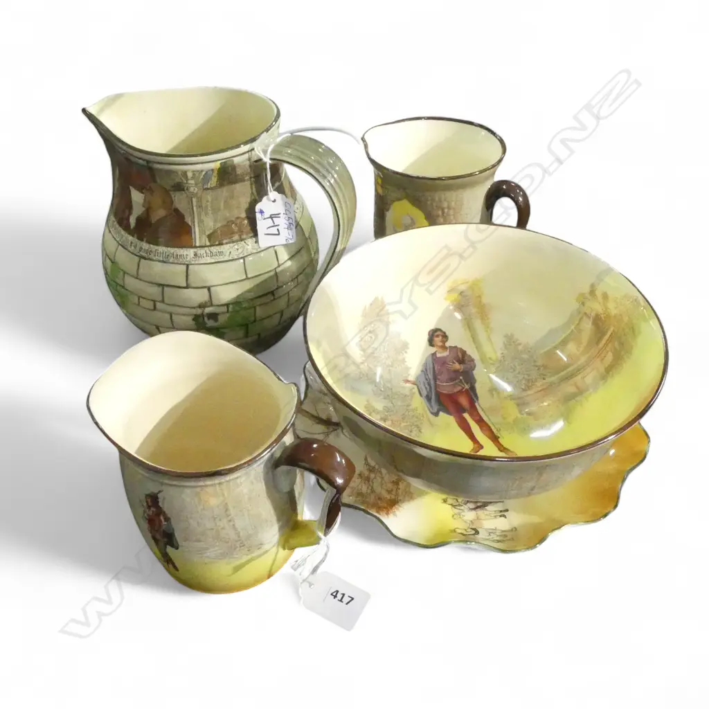 5 PCS ROYAL DOULTON; LRG JACKDAW PITCHER, H.170mm, ROMEO BOWL, Dia.200mm, 2 SML JUGS & PLATE Image 1++