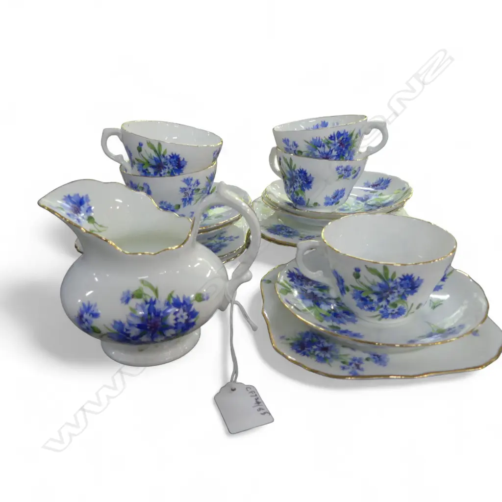 PART HAMMERSLY TEASET 5CSPS & CREAM JUG CORNFLOWER BLUE PAT Image 1++