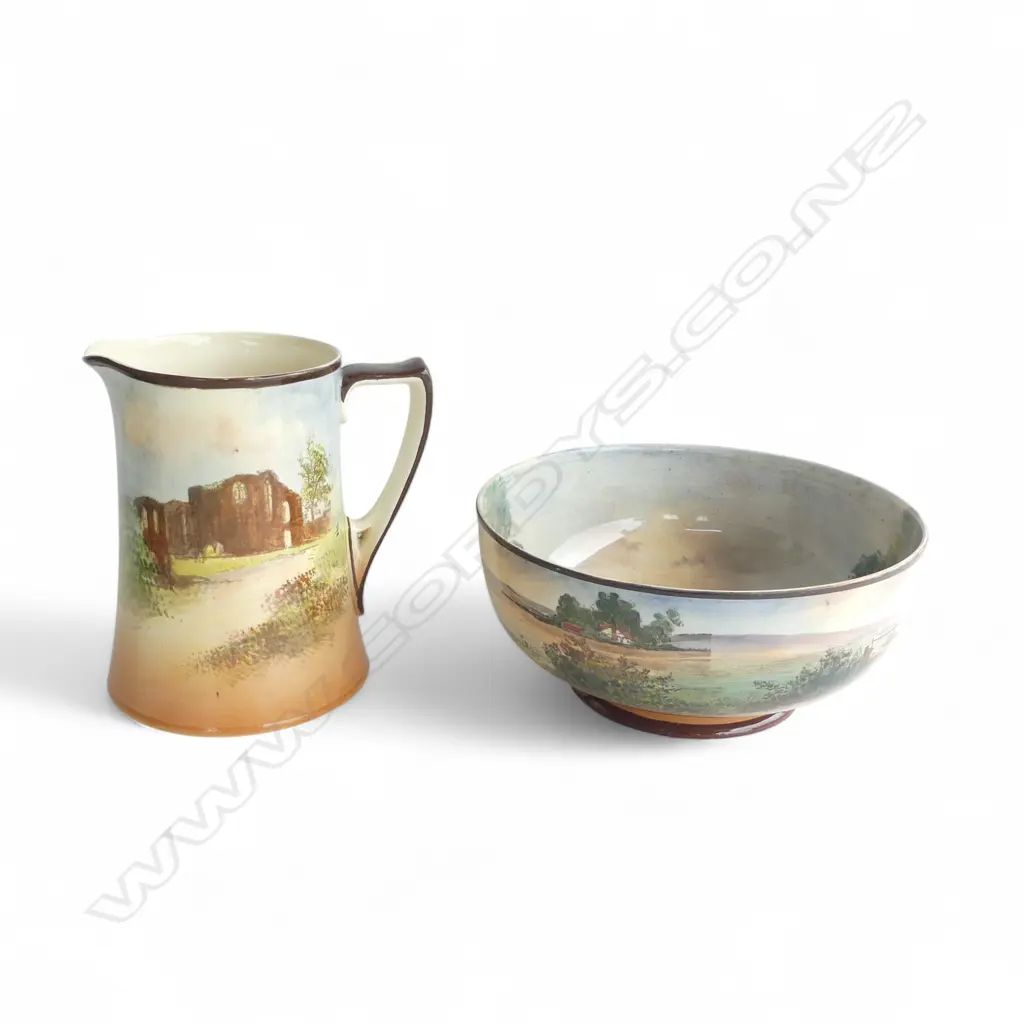 2 PCES ROYAL DOULTON 'SHAKESPEARE'S COUNTRY'; JUG H.170mm & BOWL Dia.230mm Image 1++