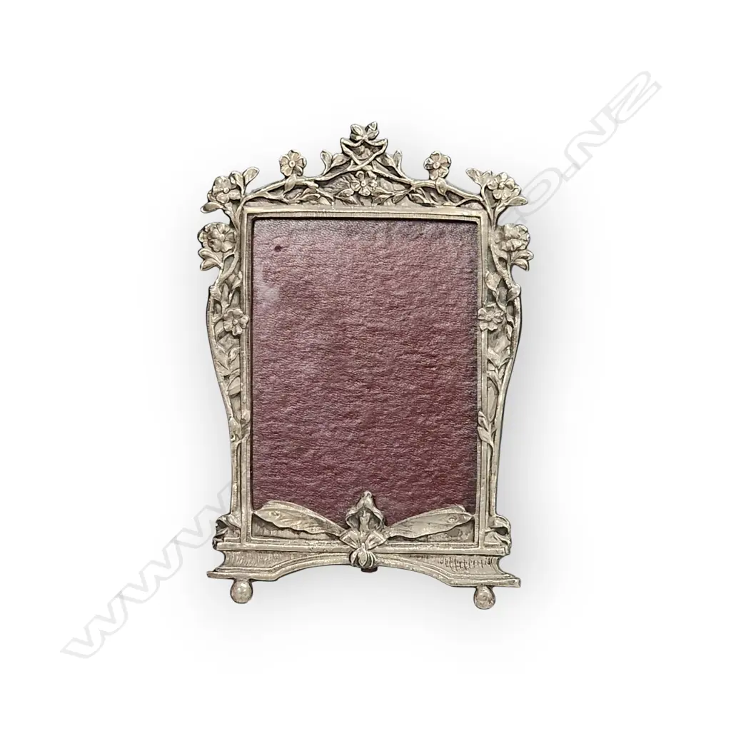 ART NOUVEAU PEWTER FAIRY FLORAL PHOTO FRAME Image 1++