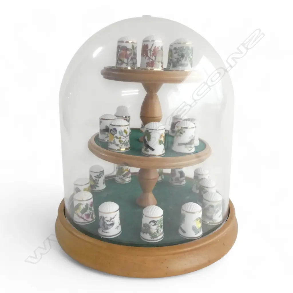 COLLECTION OF 'SONGBIRDS OF THE WORLD' by ROBIN HILL IN TIERED DISPLAY DOME H.210mm Image 1++