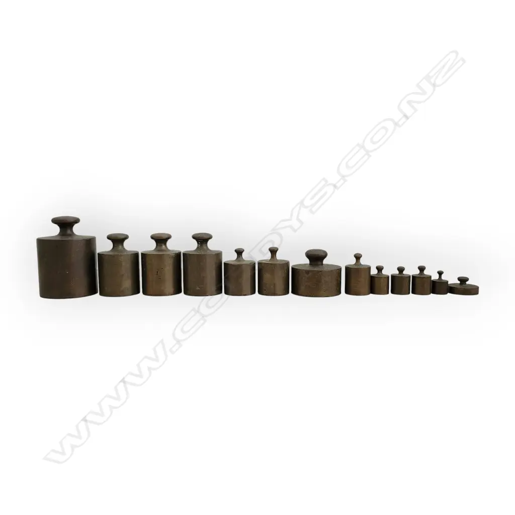 CYLINDRICAL BRASS SCALE WEIGHT SET 13 UNITS  Image 1++
