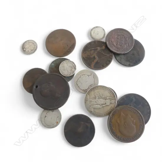 ASST. ANTIQUE COINS INCLUDING IRISH 1769 HALF PENNY