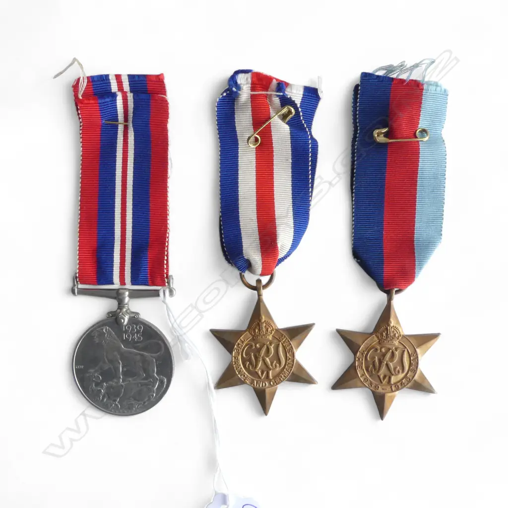 3 WWII MEDALS; 1939-1945 MEDAL & STAR, FRANCE & GERMANY STAR Image 1++