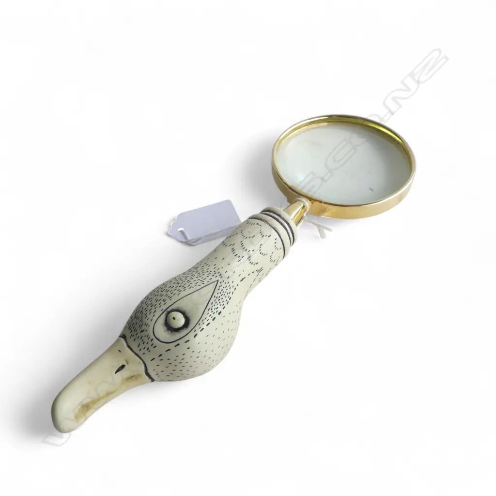MAGNIFYING GLASS w. RESIN DUCK HEAD HANDLE BY HISTORY CRAFT ENGLAND L.230mm Image 1++