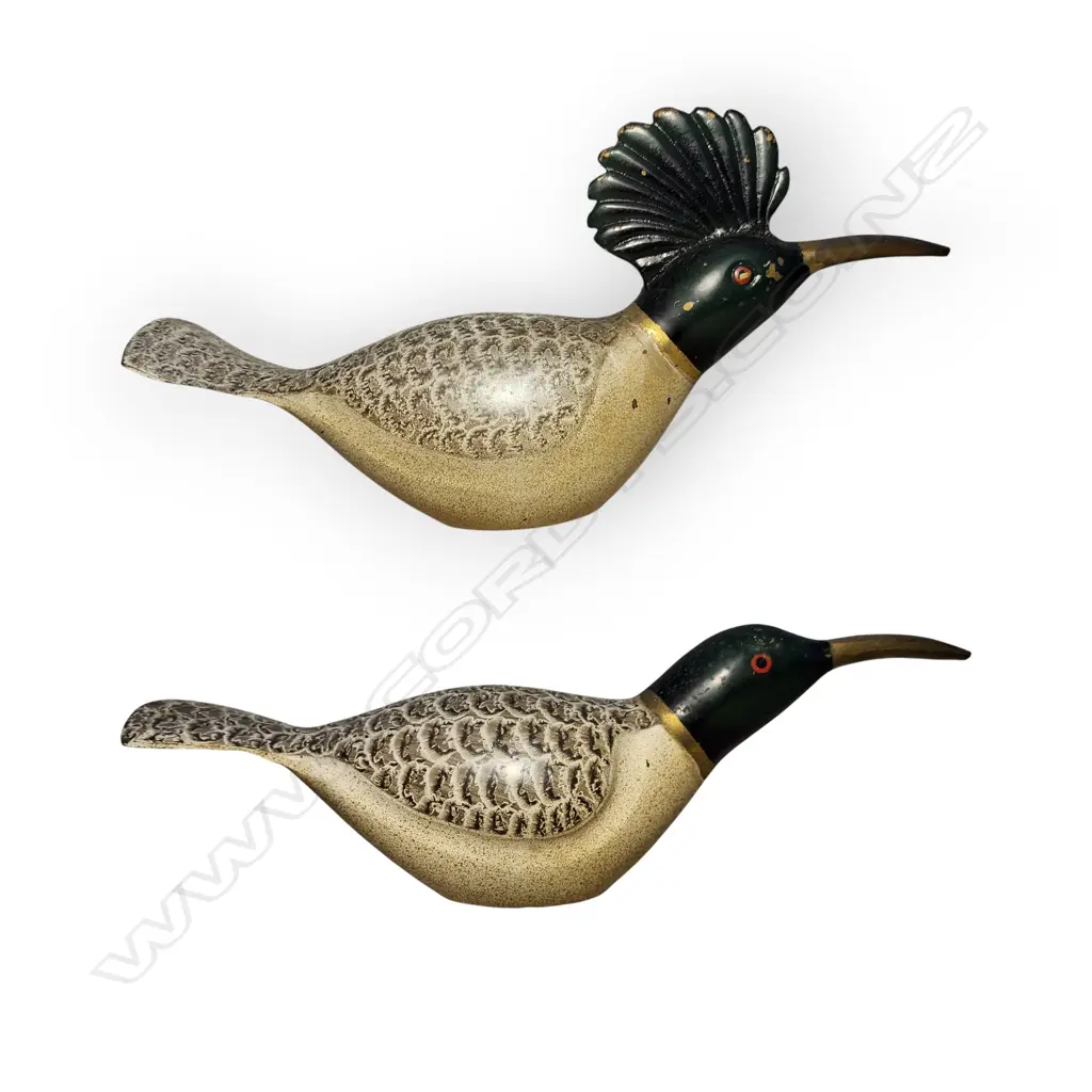 VINTAGE BIRDS FIGURINE - PAINTED BRASS Image 1++