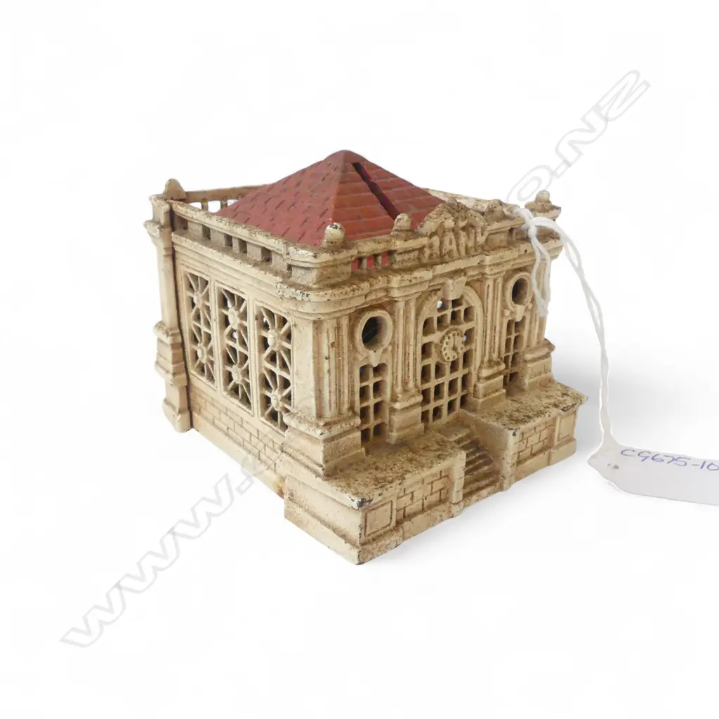Cast Metal Cream with Red Roof Still Money 'Bank'  Depth 95mm Image 1++