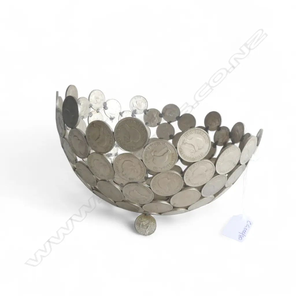 NZ FLORINS COIN BOWL 225mm dia, 1 FOOT AF Image 1++