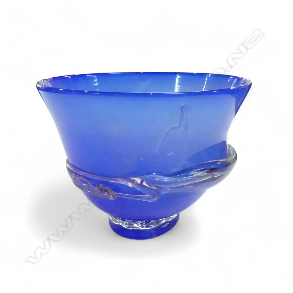 HAND BLOWN ART GLASS PEDESTAL BOWL H.160mm Image 1++
