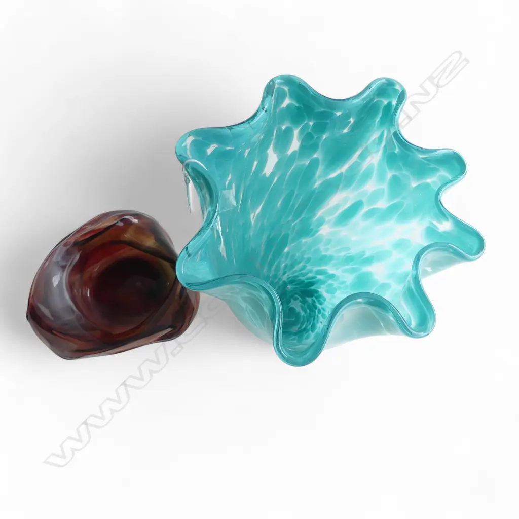 ART GLASS BOWL H.95 + LARGE BLUE VASE H.350mm Image 1++