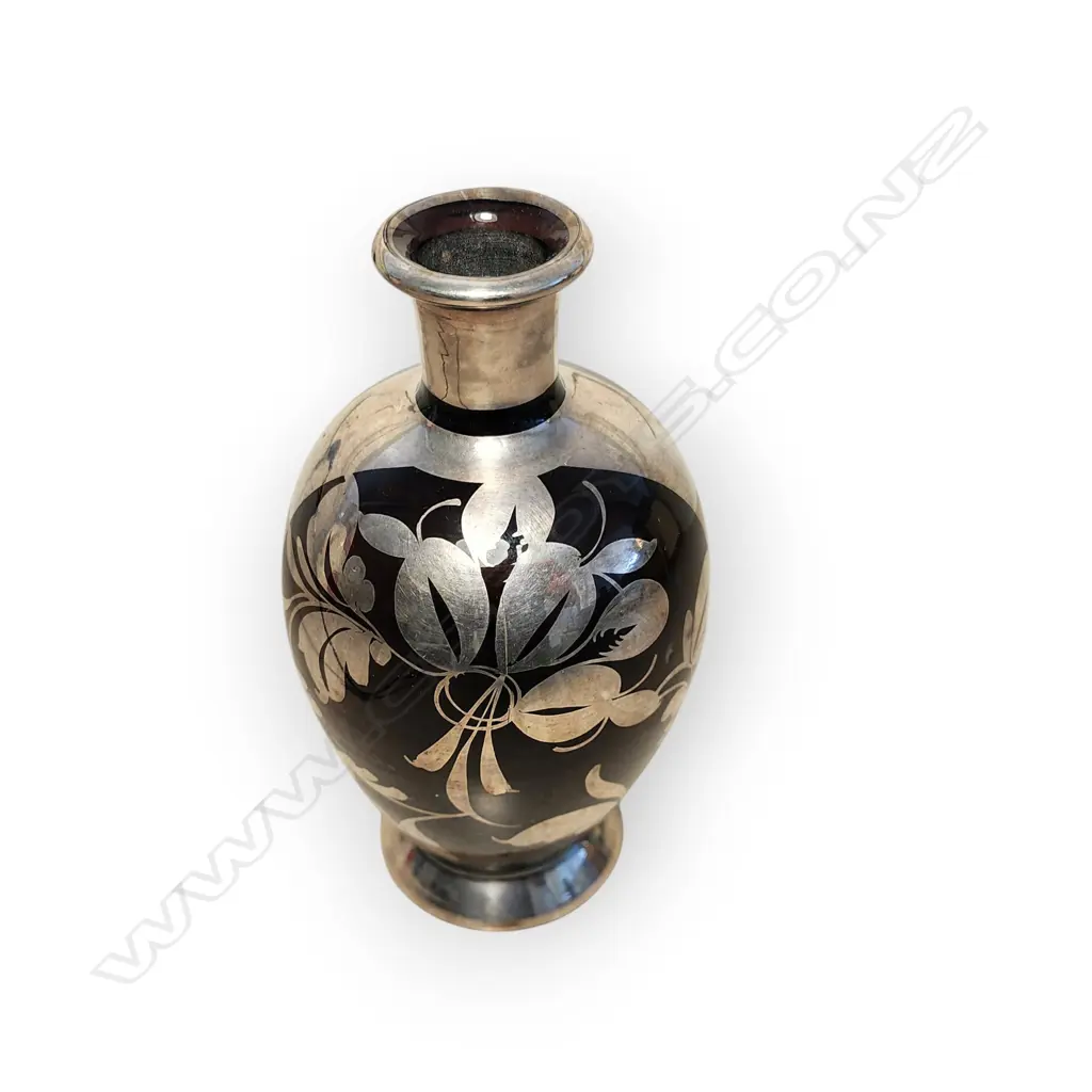 AMETHYST SILVER OVERLAY VASE Image 1++