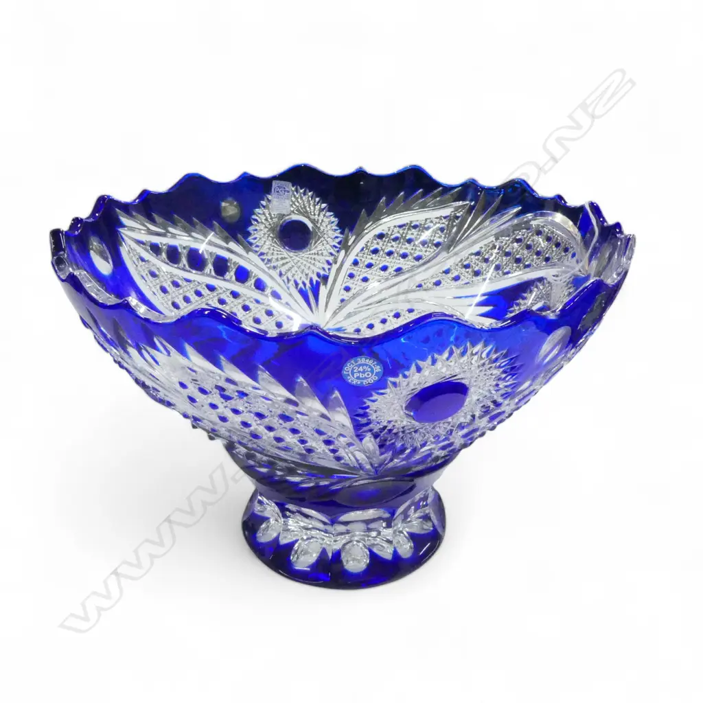 LARGE FLASHED CRYSTAL PEDESTAL BOWL H.220 Dia.320mm Image 1++