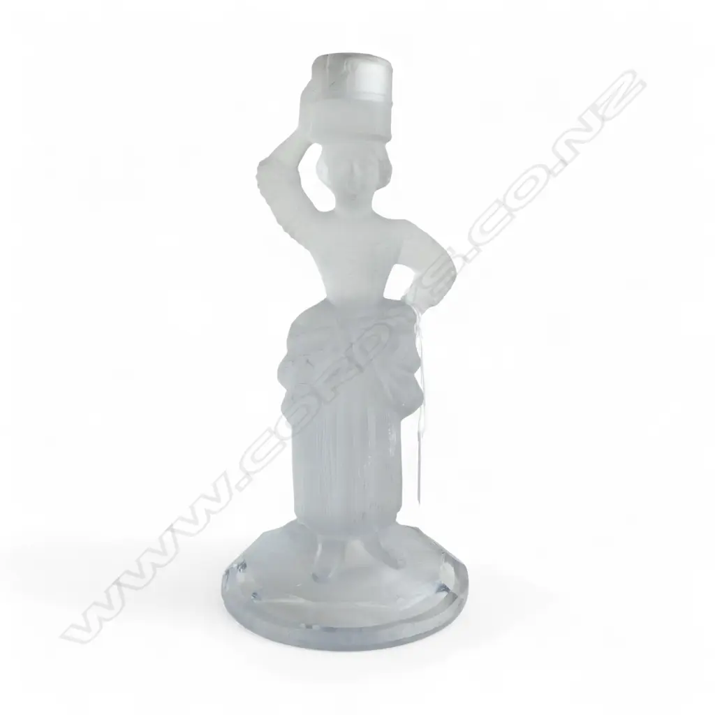 ANTIQUE HOLYROOD FROSTED GLASS MILKMAID CANDLESTICK H.240mm Image 1++