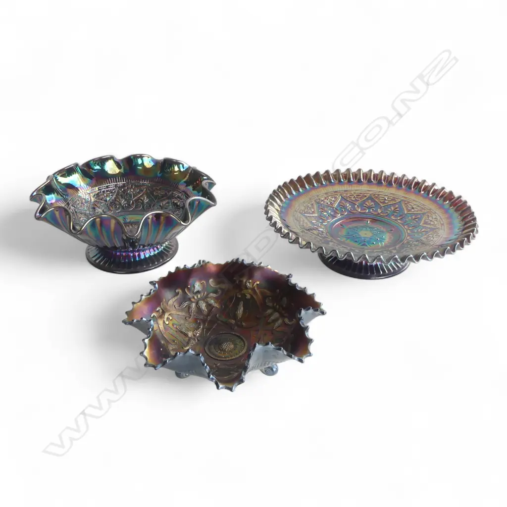 3 PCES CARNIVAL GLASS 295mm dia Image 1++