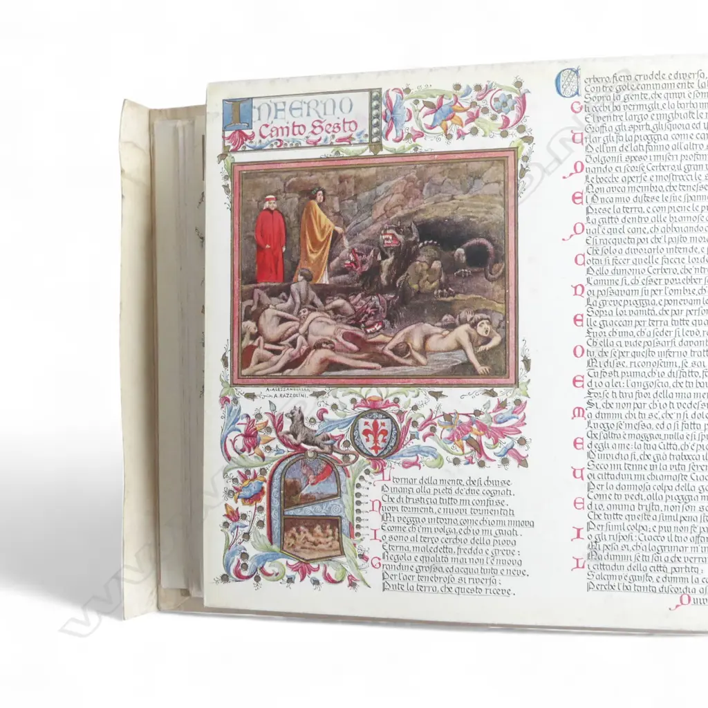 THE VINTAGE BOOK 'LA DIVINA COMEDIA' The Divine Comedy by Dante. Published 1902 Milan: Attilio Razzolini. 200 x 150mm Image 1++