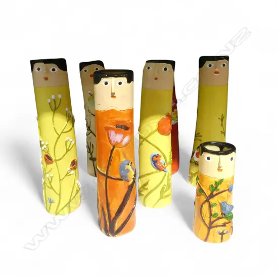 7 VINTAGE HAND PAINTED HOLLOW DOLLS H.180mm 