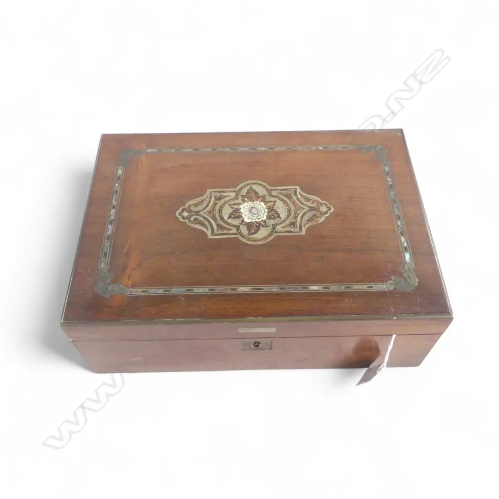 VICTORIAN INLAID WORK BOX minor faults + collection knitting needles Image 1++