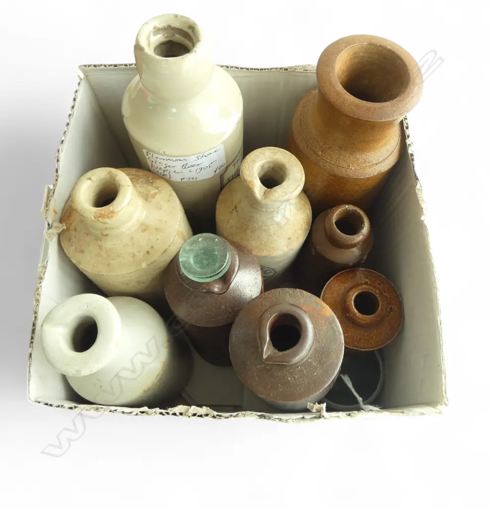 ASST. ANTIQUE STONEWARE BOTTLES, H.175mm tallest Image 1++