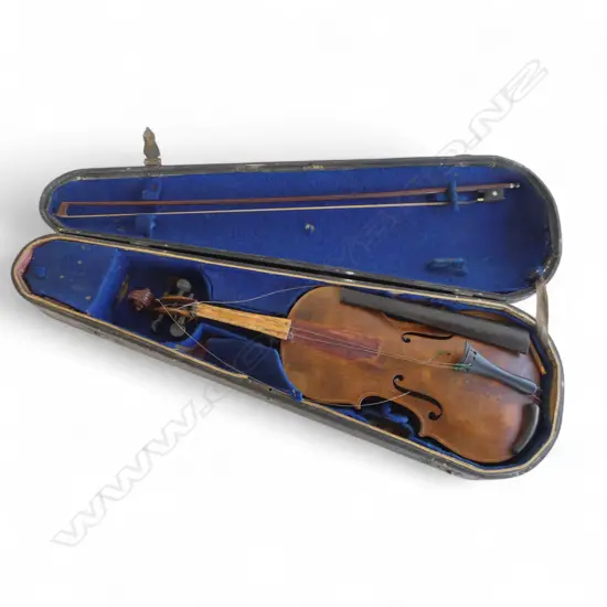 OLD LATE 19TH CASED VIOLIN TYPICAL STRADIVARIUS-COPY  (NEEDS SOME REPAIR )