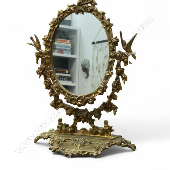 TABLE TOP SWING MIRROR, BRASS FRAME H.330mm