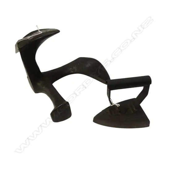 OLD CAST IRON SHOE LAST AND  IRON