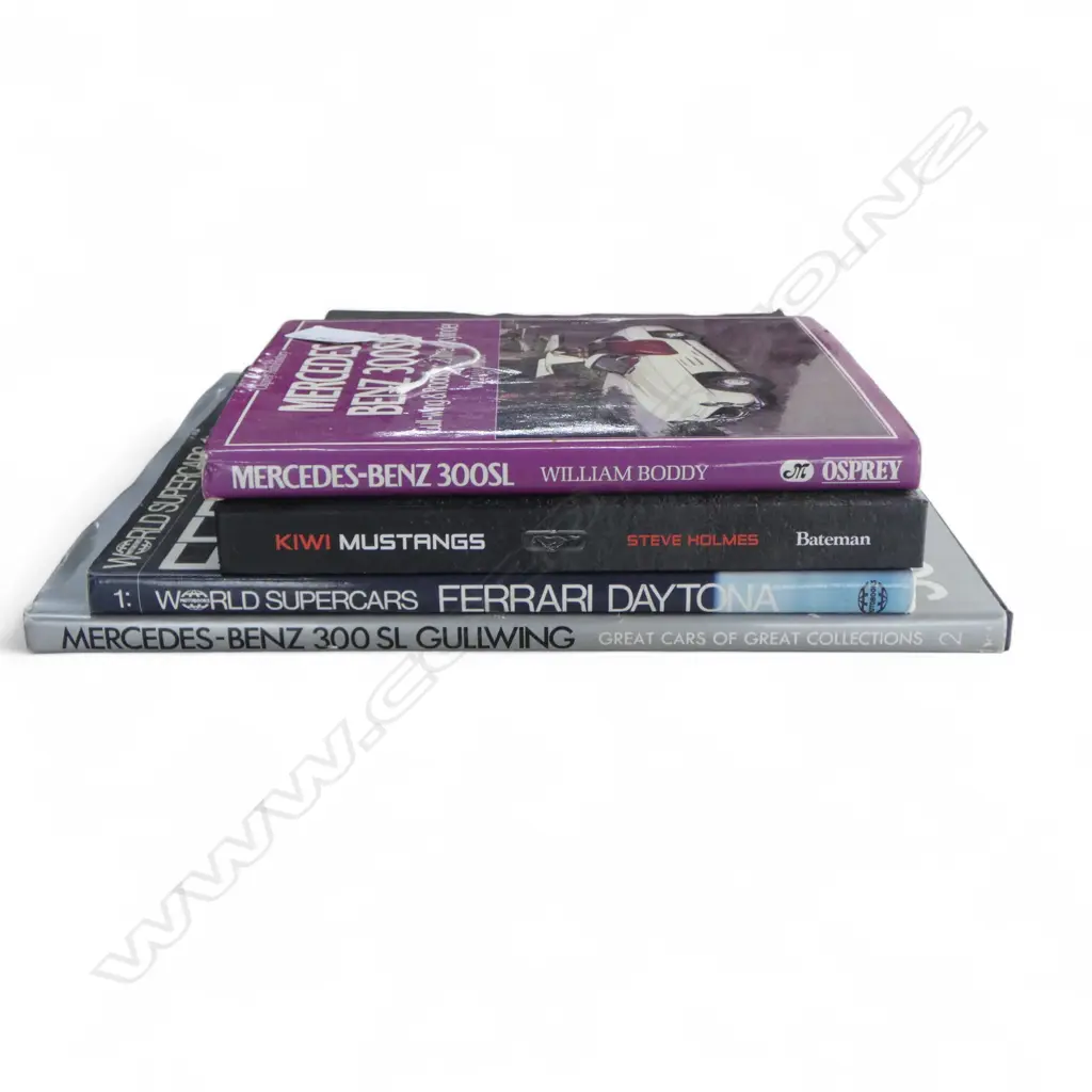 FOUR BOOKS ON CLASSIC CARS, MERCEDES, FERRARI, MUSTANG Image 1++