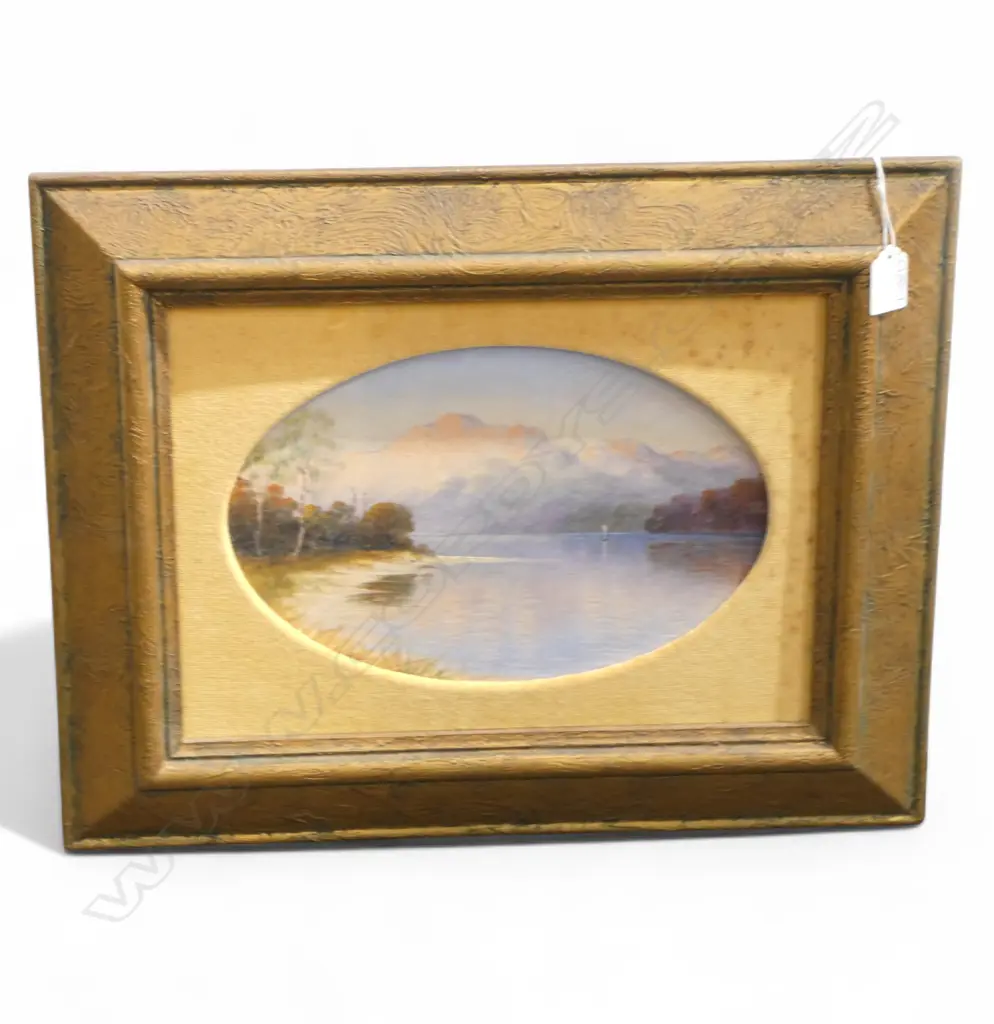 J.D. PERRETT, MOUNTAIN & RIVER LANDSCAPE, SIGNATURE UNDER MOUNT, 200x300mm oval Image 1++