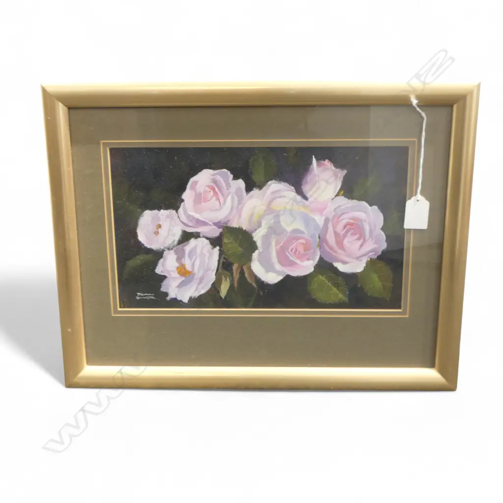 FRAMED GAUCHE STILLIFE ROSES SIGNED BRIA BAXTER H180 W310MM Image 1++