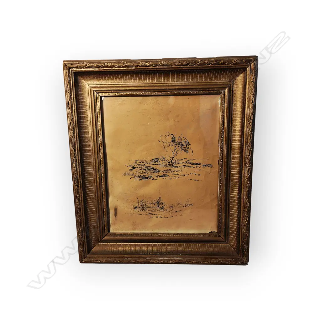 FRAMED LANDSCAPE DRAWING SIGNED Image 1++