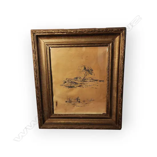 FRAMED LANDSCAPE DRAWING SIGNED