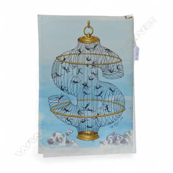 ORIGINAL ANNA CRICHTON PEN & W/C, UNTITLED, SIGNED & DATED 2016, 300 x 200mm