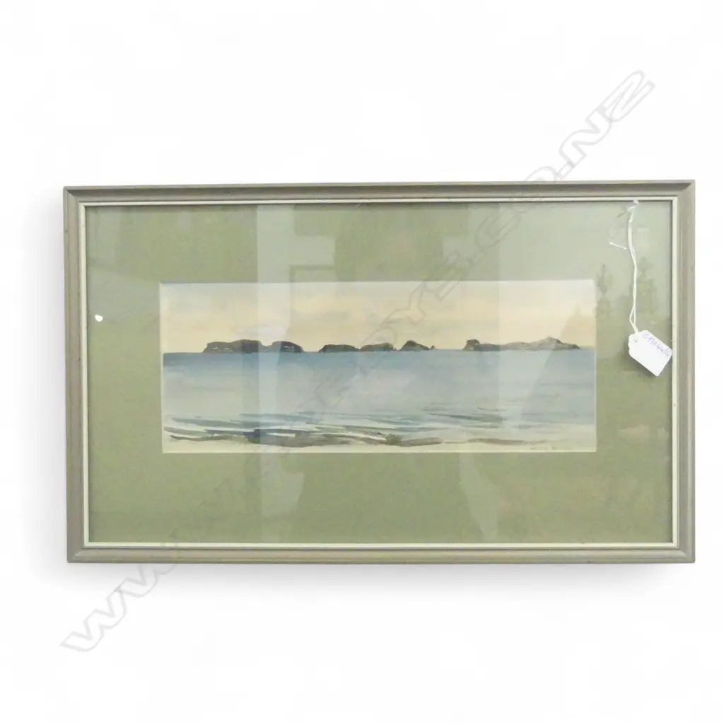 HELEN BROWN, COASTAL LANDSCAPE WC, 135x340mm, SIGNED Image 1++