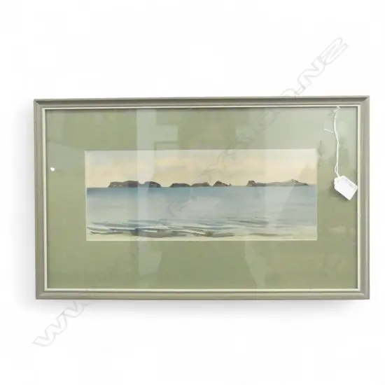 HELEN BROWN, COASTAL LANDSCAPE WC, 135x340mm, SIGNED