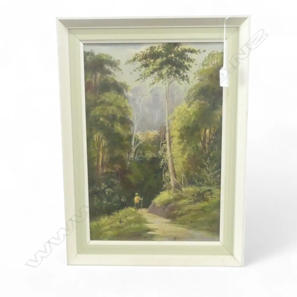 OIL ON BOARD BUSH WALK SIGNED H R MCGILLGOT H390 L270MM Image 1++