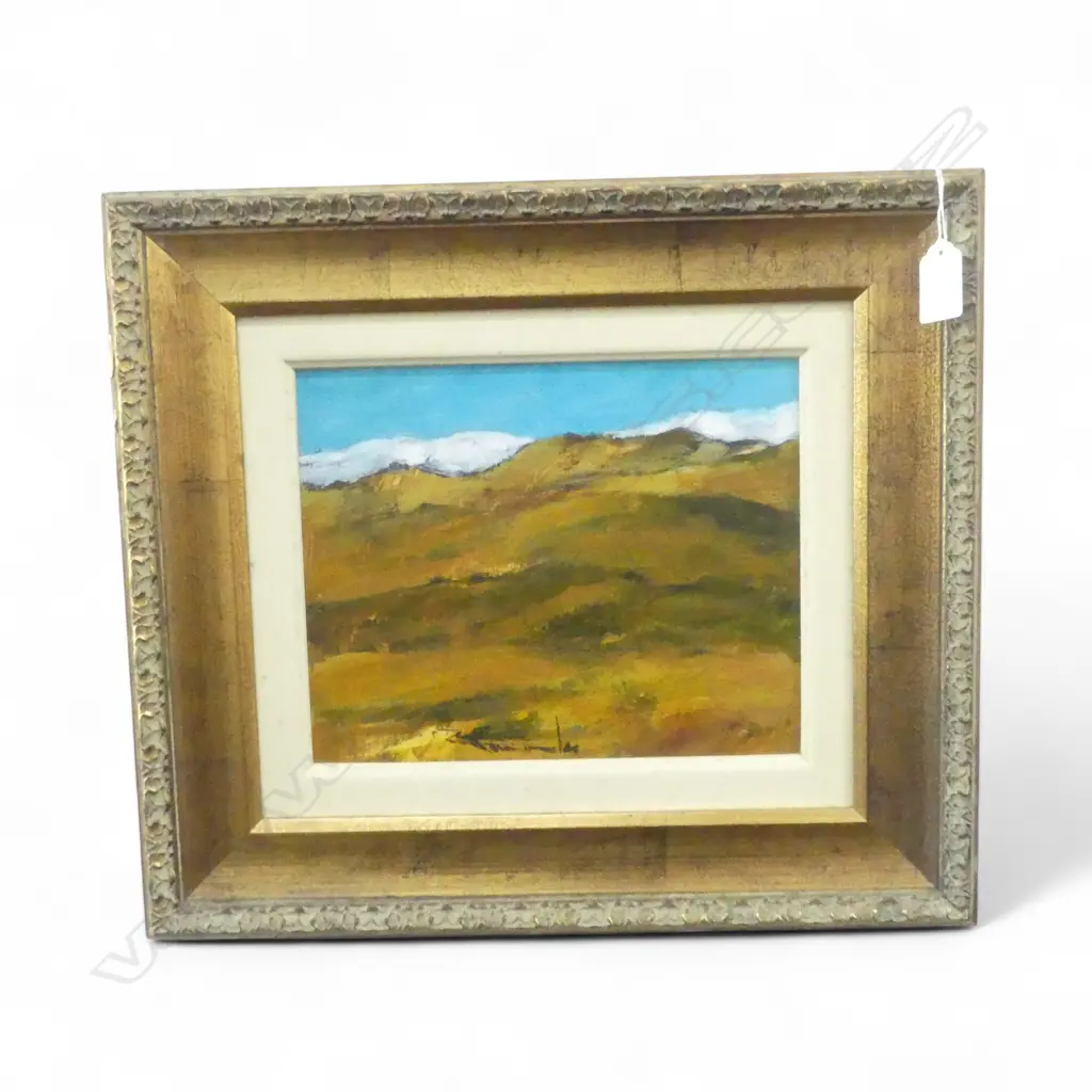 RUSSELL HOLLINGS 'BANNOCKBURN' ACRYLIC ON BOARD, 1998 195x245mm, SIGNED Image 1++