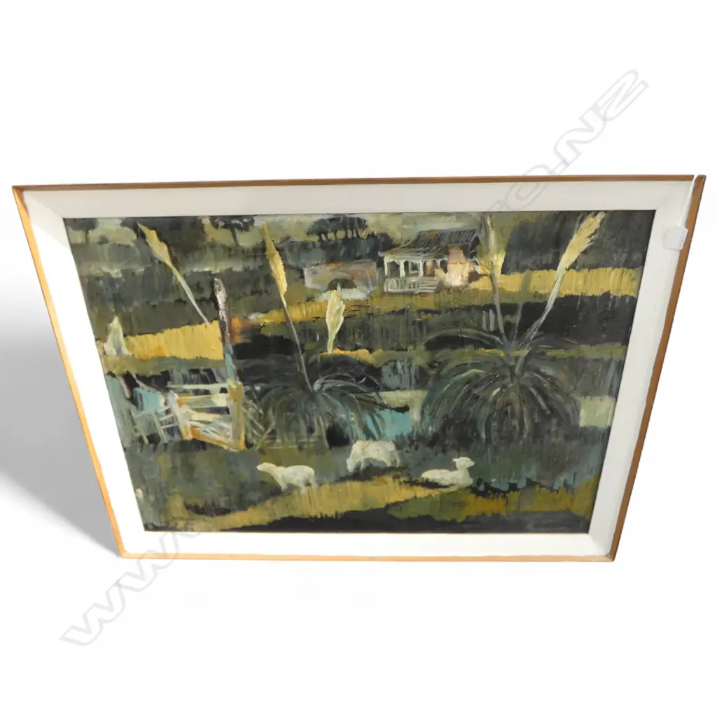 B. A. HUBBLE, FARM LANDSCAPE, OIL ON BOARD 1966, 600x840mm, SIGNED & DATED Image 1++