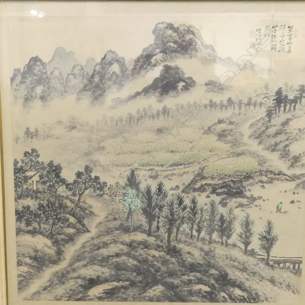 ORIENTAL LANSCAPE WC 670x680mm (870x860mm ovearall) frame corner faulted Image 1++