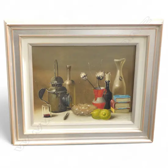 DARIO CASELLI (ITALIAN 20thC) STILL LIFE OIL ON CANVAS, 390x490mm, SIGNED