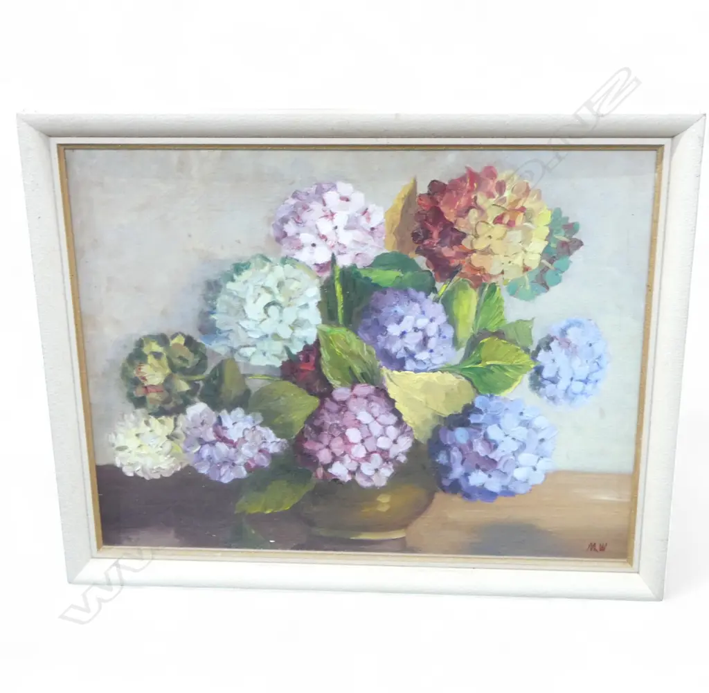 HYDRANGEAS STILL LIFE, OIL ON BOARD 430x550mm Image 1++