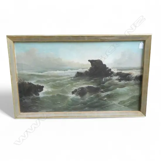CAMERON JOHNSON, SEASCAPE, OIL ON CANVAS 440x750mm, SIGNED & DATED 1903.