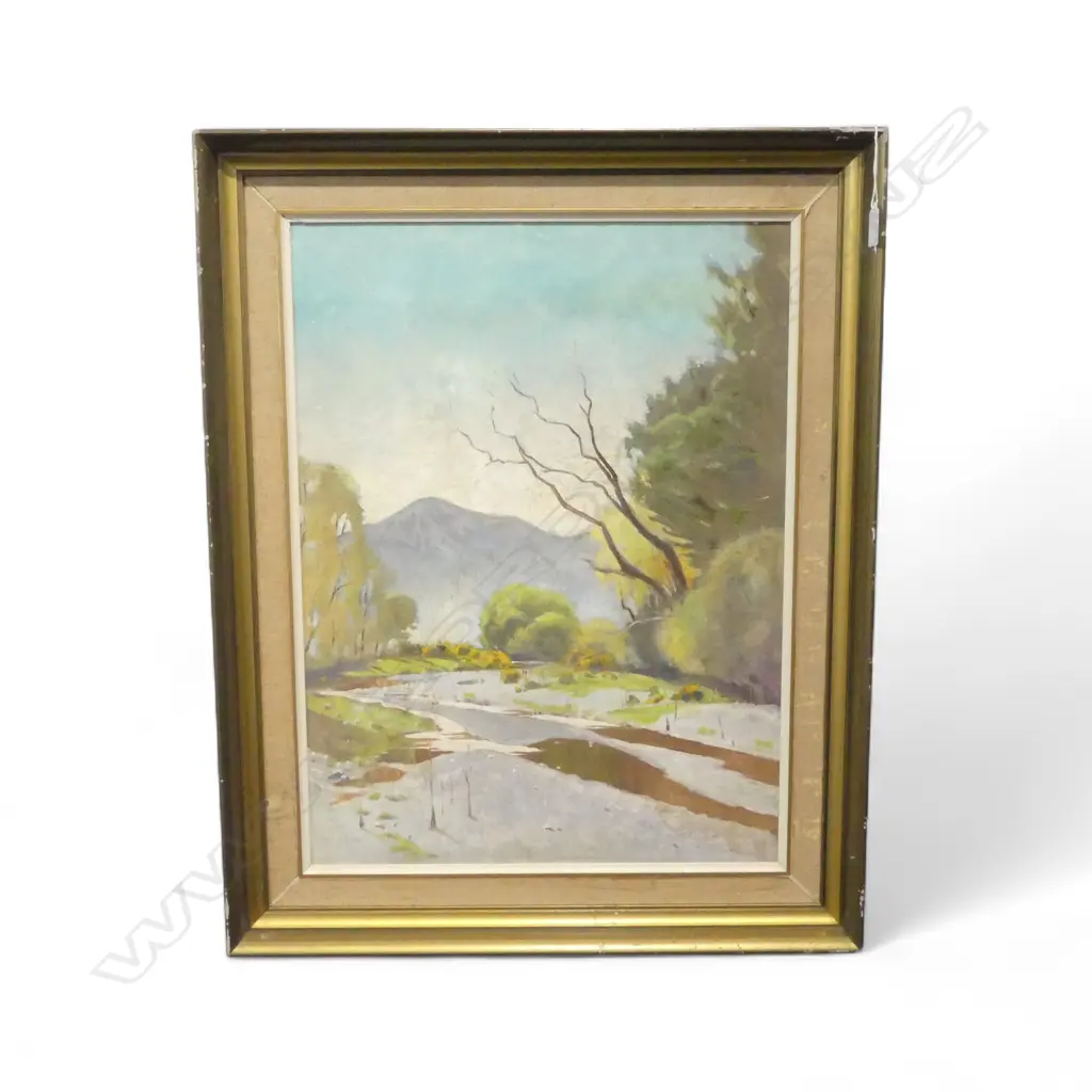 KEITH WILSON, ALBURY STREAM S. CANTERBURY, OIL ON BOARD 595x440mm Image 1++