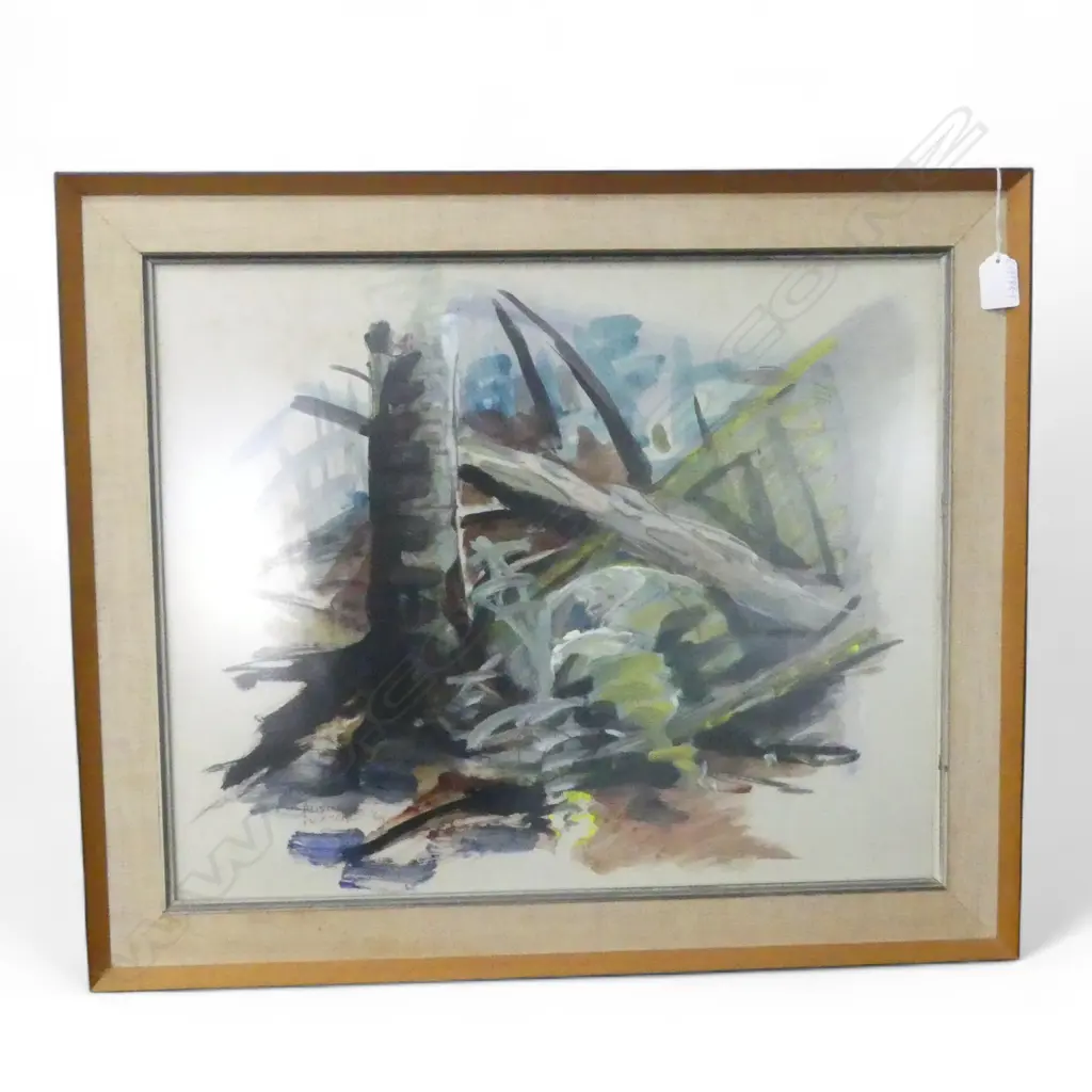 ALISON PICKMERE, UNTITLED BUSH SCENE, OIL, signed & dated lower left '64, 420x520mm Image 1++