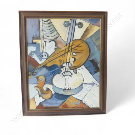 PAMELA YOUNG, INSTRUMENT ABSTRACT, OIL, SIGNED & DATED 1987, 495x395mm