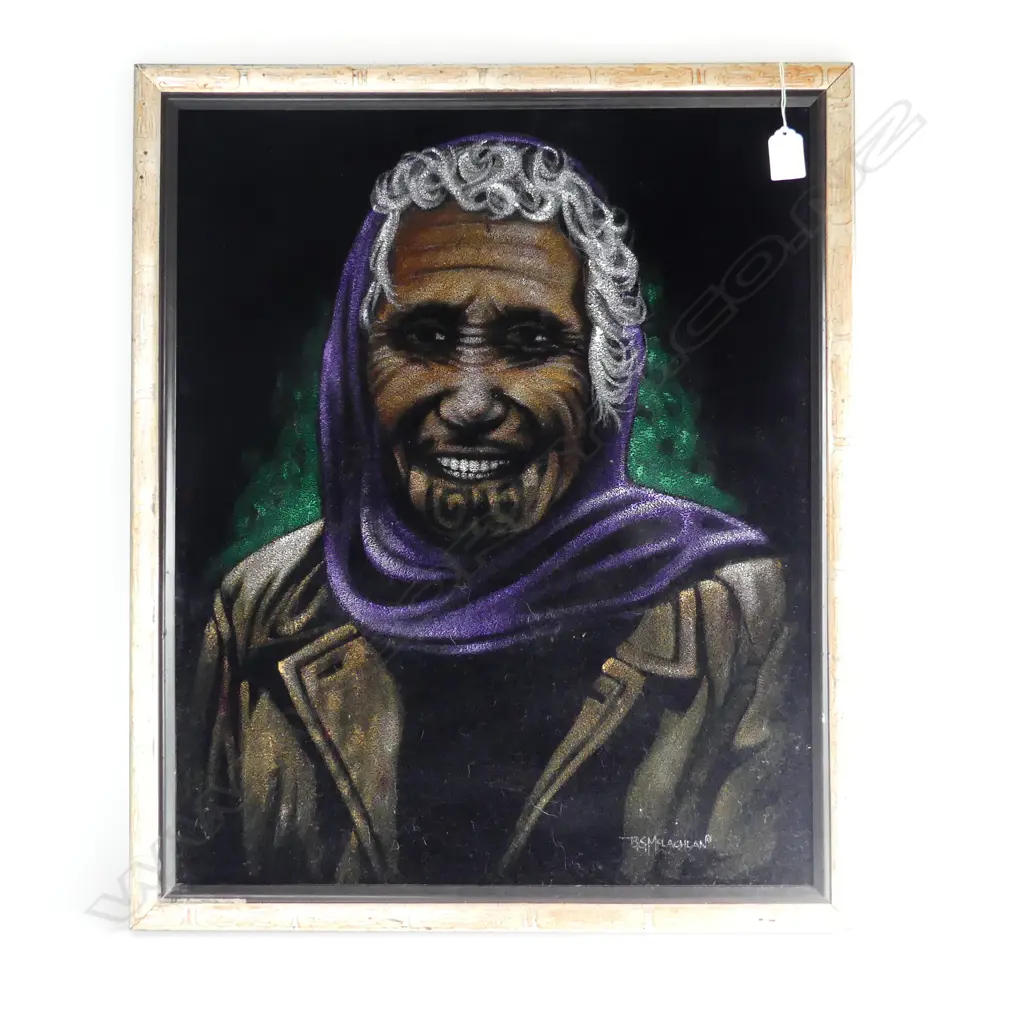 BRUCE MCLACHLAN OIL ON VELVET DAME Whina Cooper 550 X 450mm Image 1++