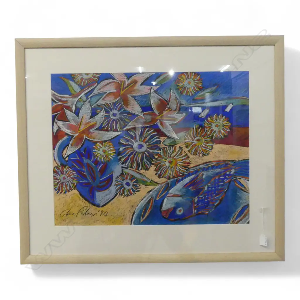 ANNA PALMER, BEACH SCENE, PASTEL, SIGNED & DATED '94, 490x640mm Image 1++