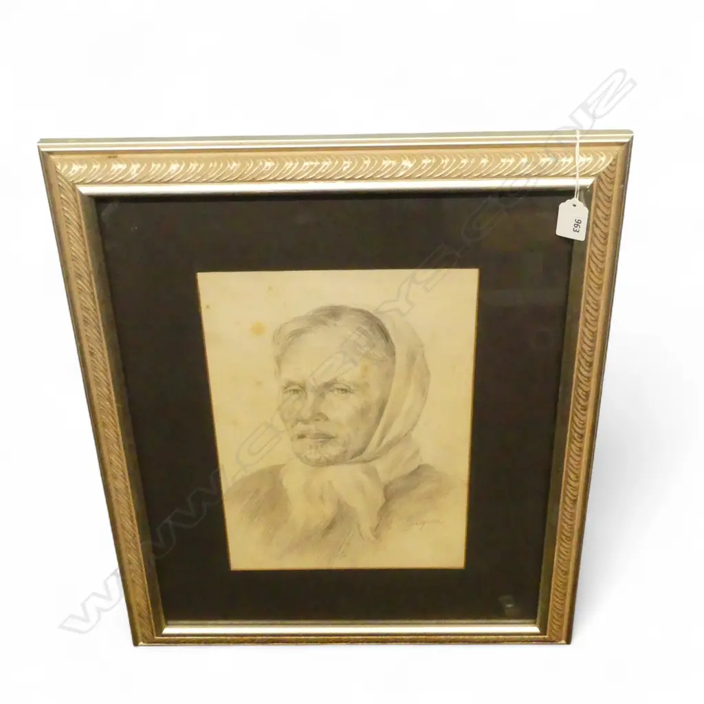 CARL T. LAUGESEN, MAORI PORTRAIT, 340x240mm fox marks Image 1++