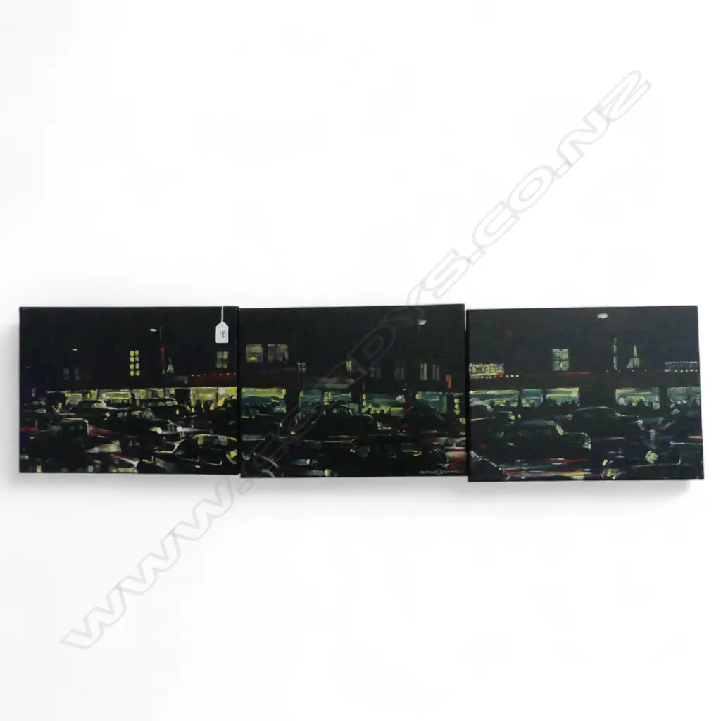 GREG O'DONNELL 'CARS ON PONSONBY' TRIPTYCH OIL ON CANVAS 2006 300x400mm EACH Image 1++