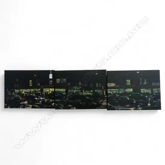 GREG O'DONNELL 'CARS ON PONSONBY' TRIPTYCH OIL ON CANVAS 2006 300x400mm EACH